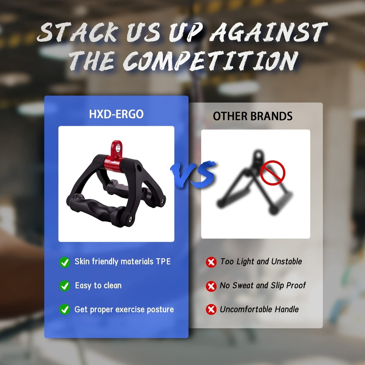 Ergonomic Triangle V-Shaped Grip Handle - Non-Slip Tpe Resistance Band Attachment(Red)-2