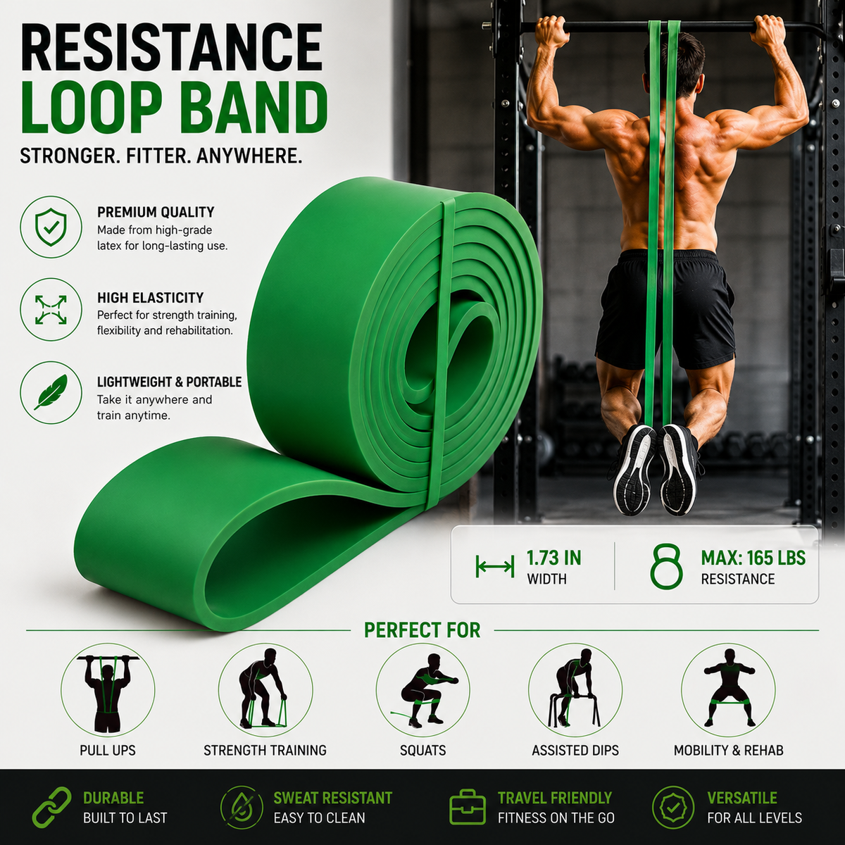 Latex Resistance Band for Pull-Ups and Strength Training | PrimeCaps