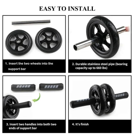 NNEOBA Ab Roller Wheel with Knee Pad & Resistance Bands-4