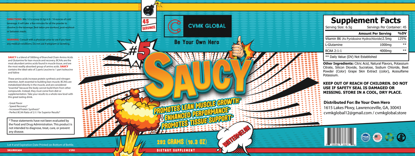 Saucy BCAA Recovery Drink – Intra-Workout Amino Acid Formula